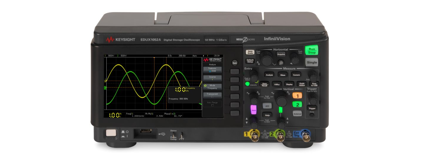 EDUX1052A 示波器：50 MHz，2 個(gè)模擬通道